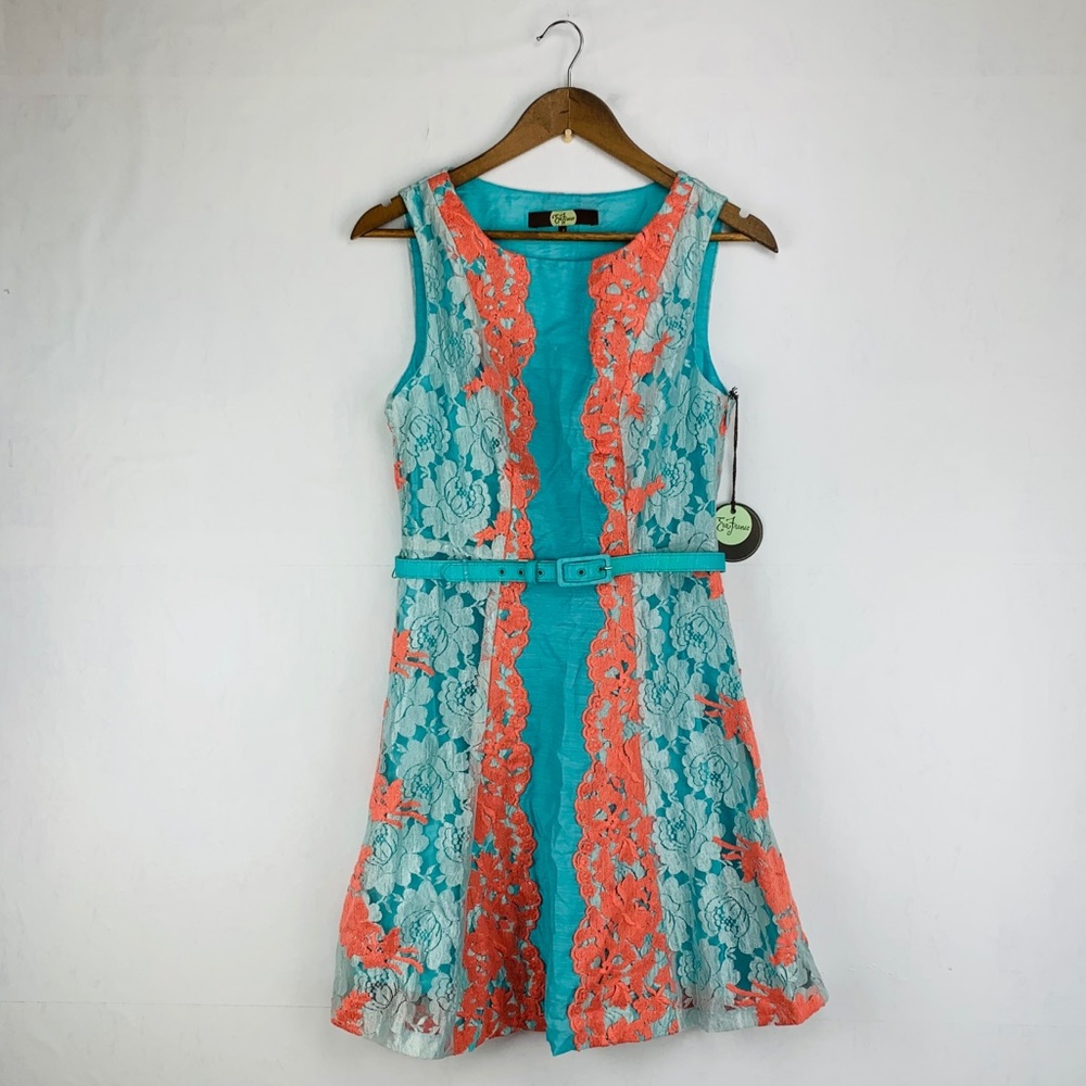 NWT Eva Franco Candace Dress Peach Bellini Floral SZ 8